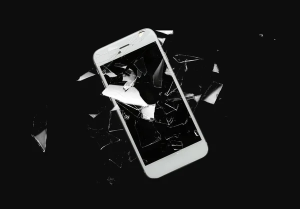 Мобільний Телефон Тріснутим Скляним Екраном Темному Фоні — стокове фото