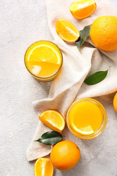 Glasses Tasty Orange Juice Light Background — Stock Photo, Image