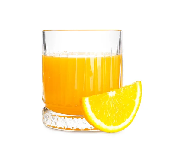 Glass Tasty Orange Juice White Background — Stock Photo, Image