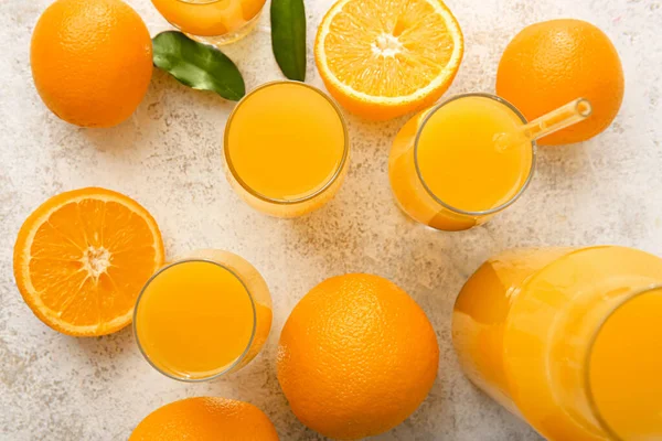 Glasses Tasty Orange Juice Light Background — Stock Photo, Image