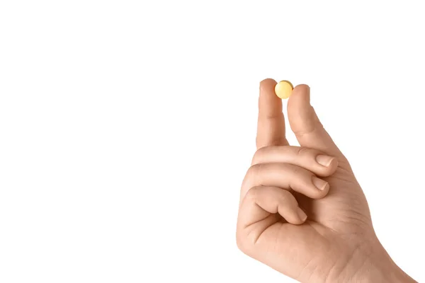 Female Hand Pill White Background Stock Picture