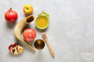 Rosh hashanah (Yahudi Yeni Yılı) için grunge arkaplanda kompozisyon