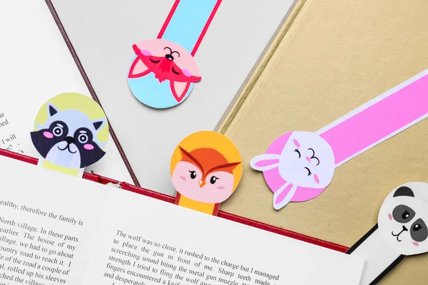 Cute Bookmarks Books Light Background — Stock Photo, Image