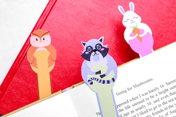 Cute Bookmarks Books Light Background — Stock Photo, Image