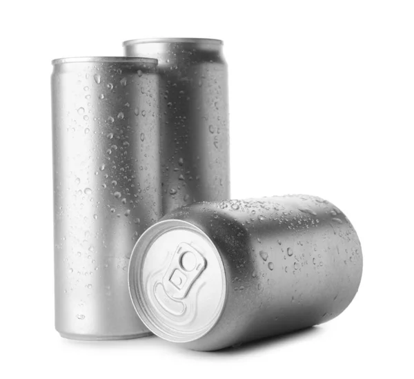 Cans Soda White Background — Stock Photo, Image