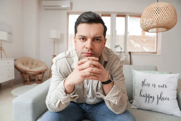 Thoughtful Young Man Home — Stock Photo, Image