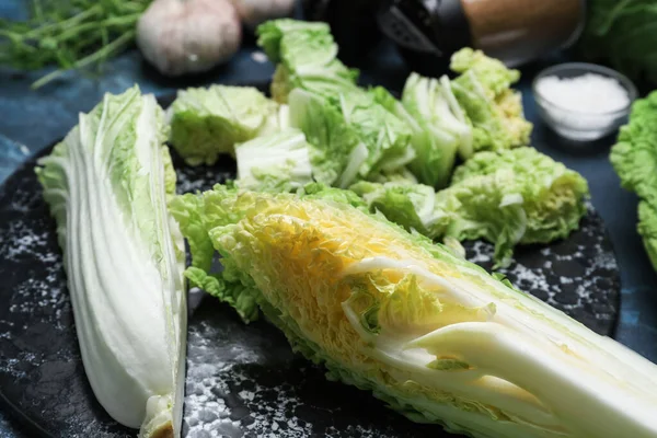 Fresh Chinese Cabbage Spices Color Background Closeup — Stock Photo, Image