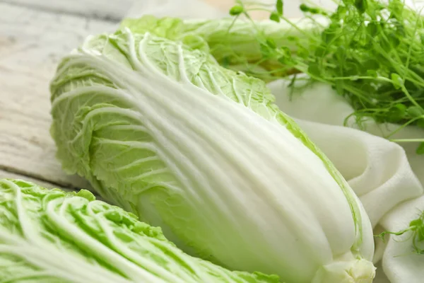 Fresh Chinese Cabbage Table Closeup — Stock Photo, Image