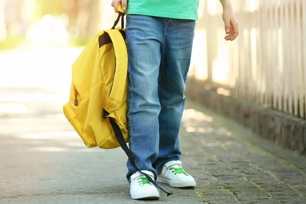 Pequeno Estudante Com Mochila Livre — Fotografia de Stock