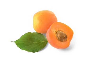 Beyaz arka planda lezzetli olgun kayısılar