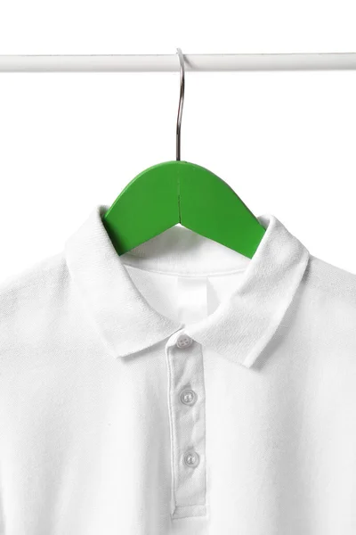 Hanger Med Snygg Shirt Vit Bakgrund — Stockfoto