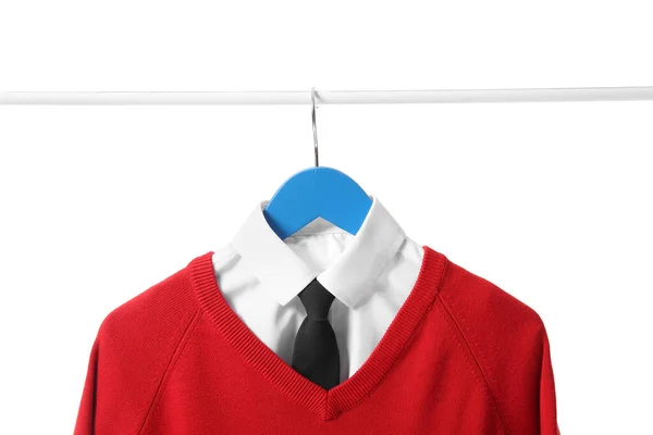 Hanger Stylish School Uniform White Background — Stock Photo, Image