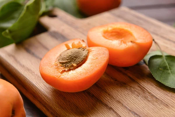 Tasty Ripe Apricots Wooden Background Closeup — Stock Photo, Image