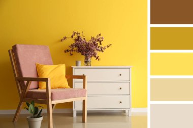 Modern stil odasının içi. Farklı renk desenleri