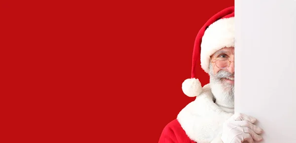 Happy Santa Claus Met Lege Poster Kleur Achtergrond Met Ruimte — Stockfoto