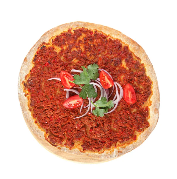 Delicious Turkish Pizza White Background — Stock Photo, Image