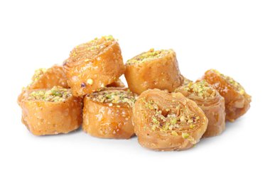 Beyaz arka planda enfes baklava