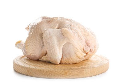 Beyaz arka planda çiğ tavuk tablosu
