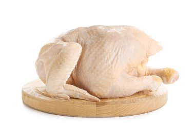 Beyaz arka planda çiğ tavuk tablosu