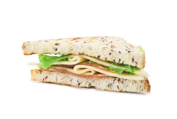 Leckeres Sandwich Auf Weißem Hintergrund — Stockfoto