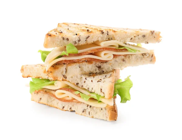 Smakliga Smörgåsar Vit Bakgrund — Stockfoto