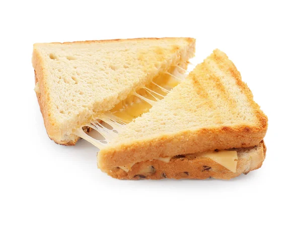 Tasty Sandwiches Cheese White Background — Stock Photo, Image