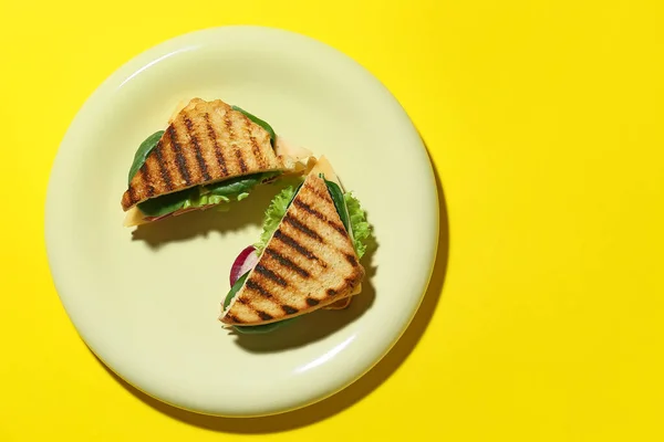 Bord Met Lekkere Sandwiches Achtergrond — Stockfoto
