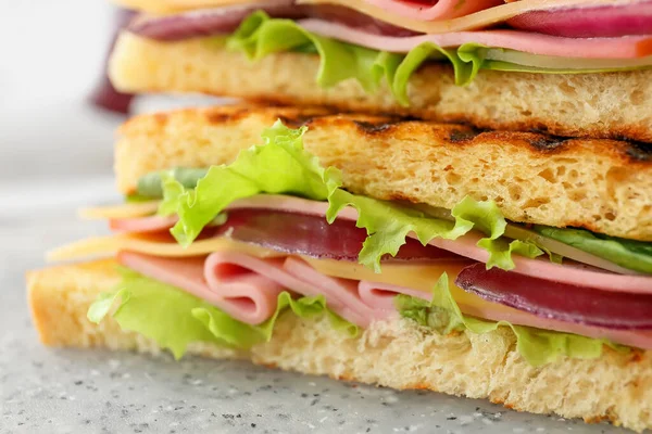 Tasty Sandwiches Table Closeup — Stock Photo, Image