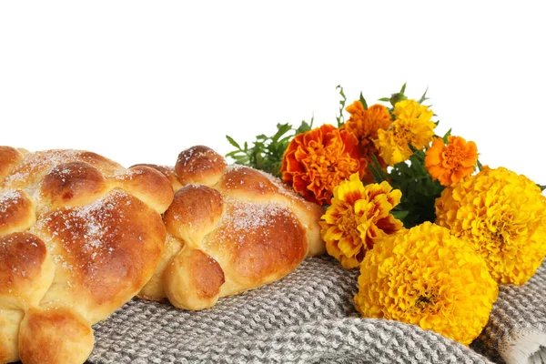 Brot Der Toten Auf Weißem Hintergrund Feier Des Mexikanischen Tages — Stockfoto