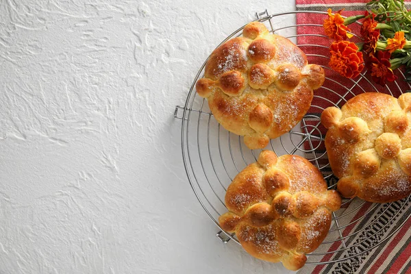 Brot Der Toten Auf Weißem Hintergrund Feier Des Mexikanischen Tages — Stockfoto