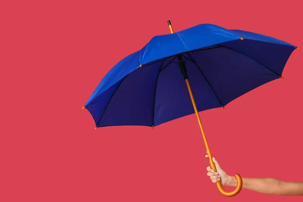 Female Hand Open Umbrella Color Background — Stock Photo, Image