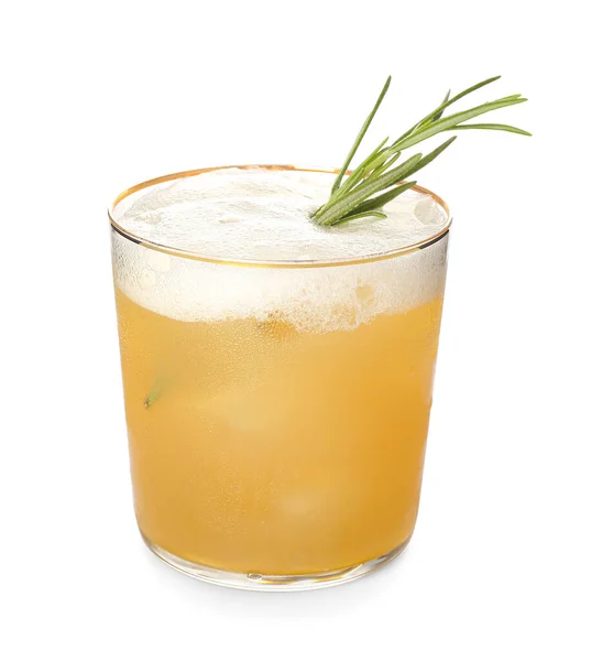 Bicchiere Gustoso Cocktail Whisky Acido Sfondo Bianco — Foto Stock