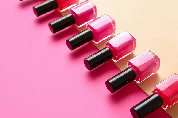 Diferentes Esmaltes Uñas Sobre Fondo Color —  Fotos de Stock