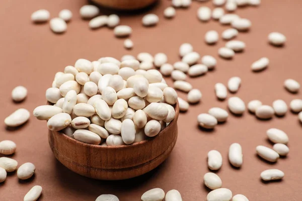 Bowl Raw Beans Color Background — Stock Photo, Image