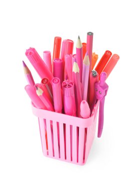 Beyaz arkaplanda renkli işaretlere sahip tutucu