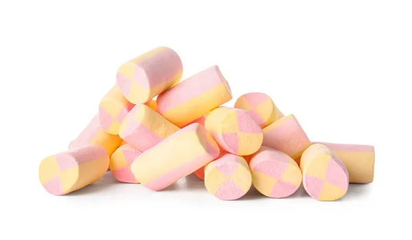 Smaklig Marshmallows Vit Bakgrund — Stockfoto