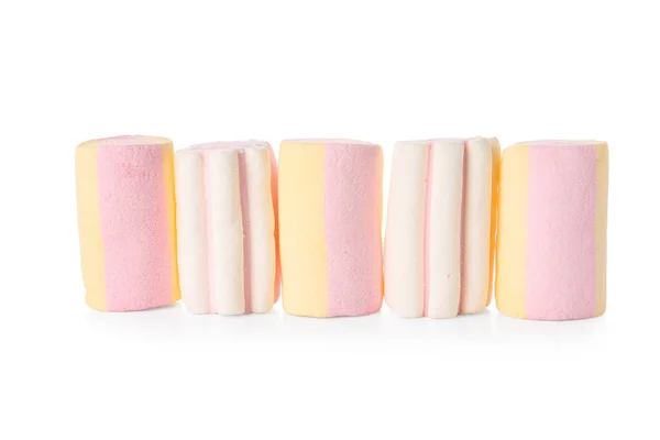 Marshmallows Saborosos Fundo Branco — Fotografia de Stock