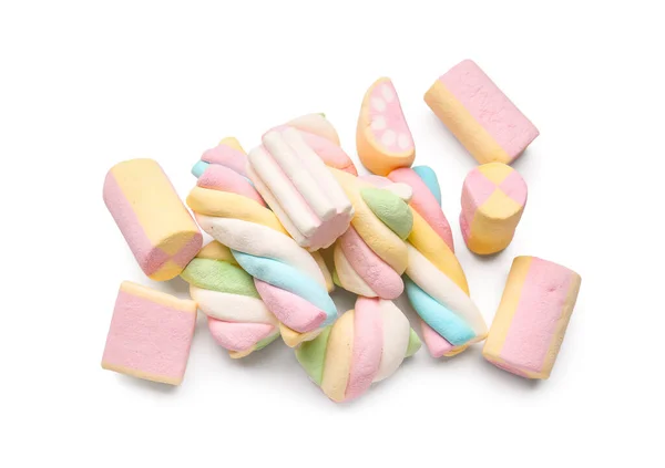 Marshmallows Saborosos Fundo Branco — Fotografia de Stock