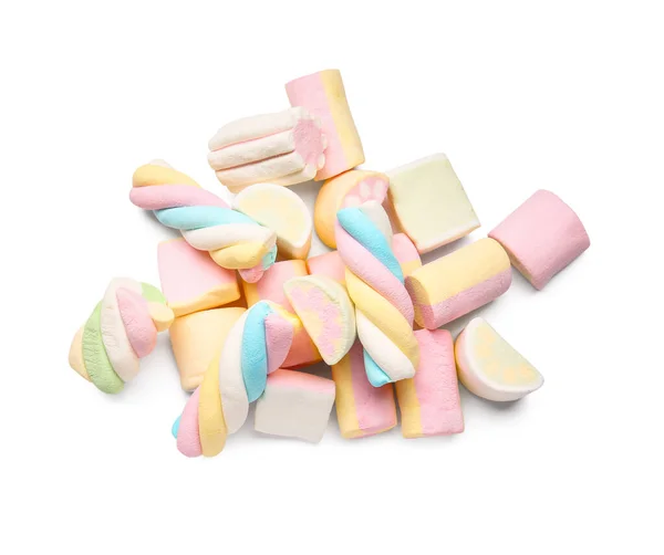 Lekkere Marshmallows Witte Achtergrond — Stockfoto