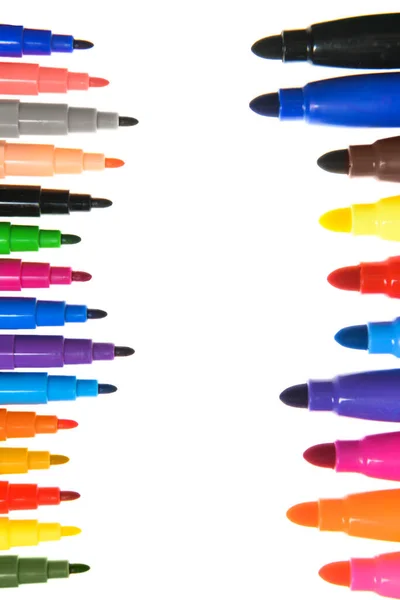 Kleurrijke Stiften Witte Achtergrond — Stockfoto