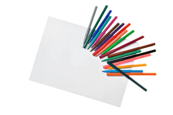 Boş Kağıt Sayfa Beyaz Arkaplanda Renkli Işaretler — Stok fotoğraf