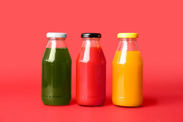 Different Healthy Juice Color Background — Stock Photo, Image