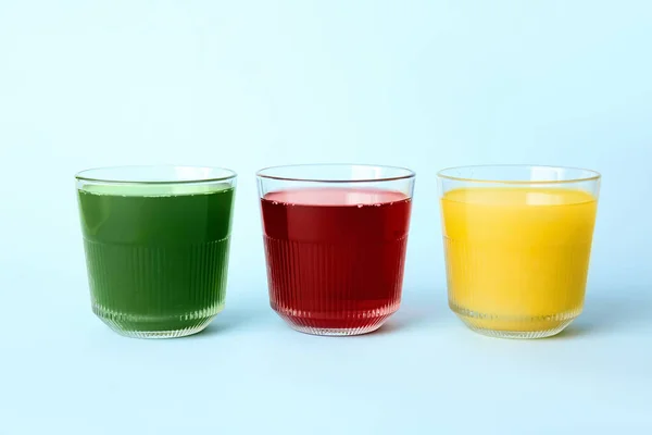 Different Healthy Juice Color Background — Stock Photo, Image