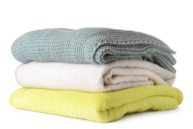 Beyaz arkaplanda konforlu ekose yığını