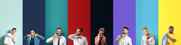 Set Von Stilvollen Männern Auf Farbigem Hintergrund — Stockfoto