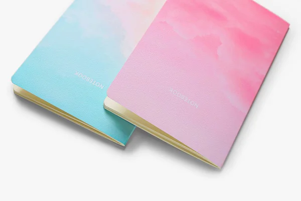 Stylish Notebooks White Background Closeup — Stock Photo, Image