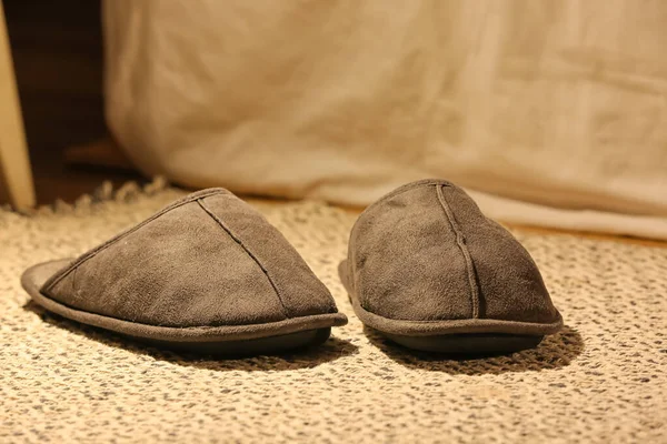 Male Soft Slippers Rug Home — Stock Photo, Image
