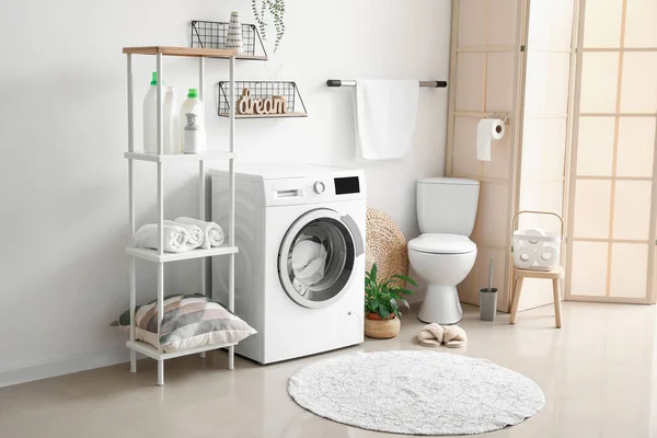 Interior Bathroom Modern Washing Machine — Stock Photo, Image