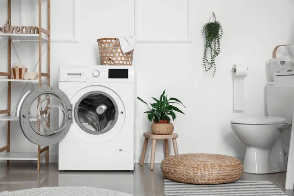 Interior Bathroom Modern Washing Machine — Stock Photo, Image