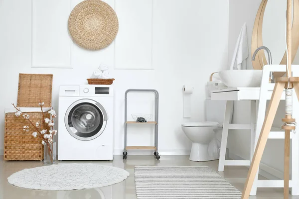 Interior Bathroom Modern Washing Machine — Stock Photo, Image